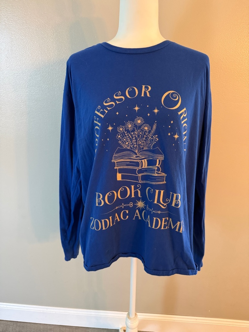 Port and Company Royal Blue Long Sleeve "Book Club Zodiac Academy" Graphic Tee